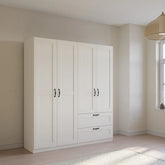 Rauch Cottage 181cm White 4 Door Wardrobe with Drawers - Pendle Village Furniture